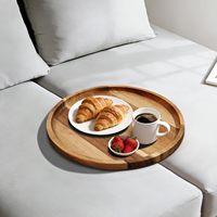 Plateau d'accoudoir pour canapé en bois d'acacia, portable, pliable, rectangulaire, design moderne et minimaliste, finition polie