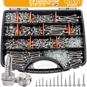 Self Tapping Screws Assortment Kit 840 Pcs #8 #10 #12 #14 Stainless Steel Hex Head For Metal Applications - Product Image 1
