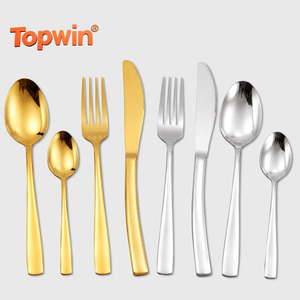 Juego de cubiertos de acero inoxidable, cuchillo moderno, tenedor, cuchara para postre, vajilla reutilizable - Product Image 1