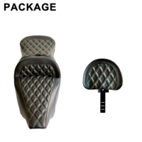 Siège de moto confortable avec surpiqûres arc-en-ciel, coussin double gel intégré et dossier conducteur réglable pour Harley Touring 08-23