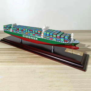 Upscale Christmas business gifts office decor Acrylic protective cover wooden cruise container shipping scale model