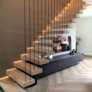 Escaleras de contrachapado de aluminio y <span class=keywords><strong>madera</strong></span> maciza, duraderas y modernas para el hogar, apartamento, almacén, Villa, Hotel, uso, <span class=keywords><strong>escalera</strong></span> <span class=keywords><strong>suspendida</strong></span> de alta calidad - Product Image 5