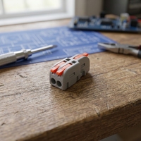 Connecteur de câblage à levier 1 à 2 voies certifié CE RoHS, 32A 12V, bornier en laiton et nylon avec trou de fixation M3, raccord rapide
