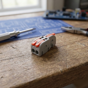 Conector de cable de palanca de 1 a 2 vías con certificación CE RoHS, 32A 12V, bloque de terminales de latón y nailon con orificio de fijación M3, unión rápida - Product Image 2