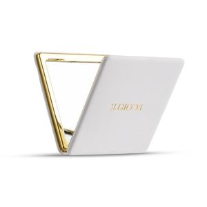 Square High End PU Leather White Hot Stamping Custom Logo Leather <b>Compact</b> Pocket <b>Mirror</b> - Product Image 6
