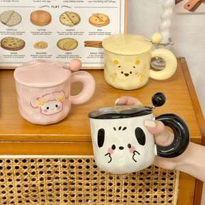 Taza de Cerámica con Tapa y Cuchara, Taza Personalizada de Alta Calidad, Regalo <span class=keywords><strong>para</strong></span> Mujeres, Linda Taza de Café <span class=keywords><strong>para</strong></span> Parejas, Taza <span class=keywords><strong>para</strong></span> el <span class=keywords><strong>Desayuno</strong></span> - Product Image 1