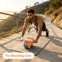 Rouleau de fitness compact et léger à rebond automatique pour la réduction de la taille et des abdominaux chez les hommes et les femmes adultes