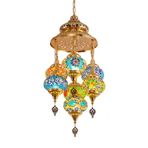 Türk tarzı bohem tarzı el yapımı mozaik galvanik fransız altın veya yeşil bronz avize