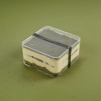 Conteneur en PS transparent en gros pour tiramisu, boîte à tiramisu pour mousse, gâteau et pain, stockage alimentaire, présentoir à gâteaux