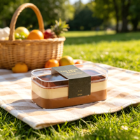 Boîte à dessert en plastique de qualité alimentaire avec couvercle, conteneur transparent pour gâteau au tiramisu avec autocollant personnalisé pour l'emballage de boulangerie