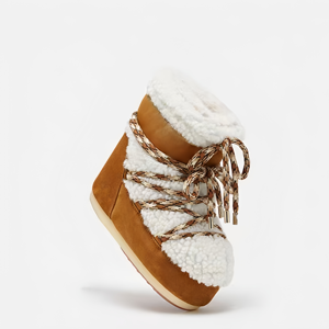 Bottes courtes rétro en fourrure peluche pour femme, style célébrité, chaudes, confortables, légères et antidérapantes, vente en gros sur mesure - Product Image 1