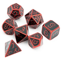 Pour Udixi Logo personnalisé RPG donjons et dragons ensemble dés polyédriques en métal creux avec émail rouge et noir emballés dans une boîte en métal