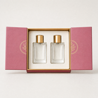 Boîte cadeau rigide à double porte personnalisée, vente en gros, boîte en carton premium, fermeture magnétique, pour cosmétiques, parfums, boîte rose pour les fêtes