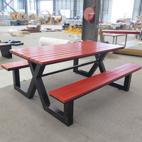 Banc de table en bois de jardin commercial extérieur personnalisé en usine ensemble extérieur rue publique Patio parc Table de pique-nique