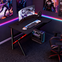 Bureau de jeu rond moderne avec cadre en acier et surface en bois, hauteur réglable pour les sports électroniques, l'étude et le bureau