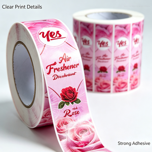 Etiqueta Adhesiva de Vinilo en Rollo a Todo Color con Diseño de Rosa Rosa, Impermeable, para Botellas de Ambientador, Cajas de Regalo y Embalaje - Product Image 2