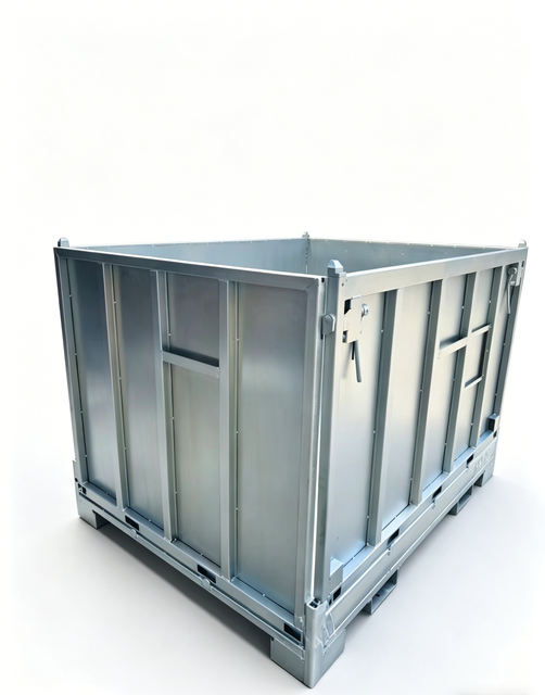 Heavy Duty Steel Stillage 1000kg Rigid Metal IBC Container Powder Coated Stackable Warehouse Storage Bin with 4-Way Entry