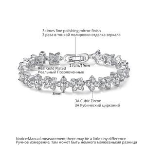 <span class=keywords><strong>Pulsera</strong></span> LUOTEEMI para Mujer, Bañada en Oro Blanco con Rodio, Diseño de Flor de Cuatro Hojas con Circonita Cúbica, Moderna y Elegante - Product Image 2