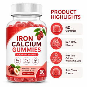 Adult Iron & Calcium Gummies-Blood <b>Builder</b> Vitamin Supplement Vegan & Gluten-Free - Product Image 3