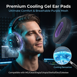 Coussinets d'oreille de remplacement pour <span class=keywords><strong>Focal</strong></span> Clear MG PRO/Utopia/New Utopia <span class=keywords><strong>ELEGIA</strong></span>, Noir/Violet, en mousse à mémoire de forme - Product Image 3