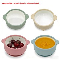 Assiette à dîner en silicone résistante aux chocs avec ventouse, incassable, à compartiments, fraîche et mignonne