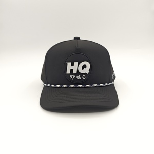 Casquette de golf solide à 5 panneaux, imperméable, avec logo en silicone personnalisé, faible MOQ, OEM, patch en caoutchouc 3D perforé au laser, surface hydrophobe - Product Image 4