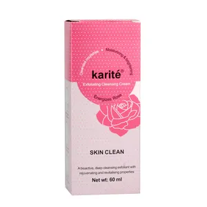 Creme de limpeza facial esfoliante de marca própria, creme de limpeza facial para limpeza de poros profundos, loção com rosa