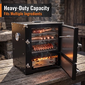 Portable Charcoal Smoker Oven <b>BBQ</b> Grill <b>Smokeless</b> Steel Smoker with Temperature Gauge for Camping Backyard Picnic - Product Image 4