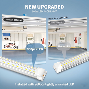 Tubo Luce <span class=keywords><strong>LED</strong></span> T8 Integrato Super Luminoso a Forma di V da 50W 100W 1,2m 2,4m, Illuminazione per Negozi, Officine, Magazzini e Garage - Product Image 3