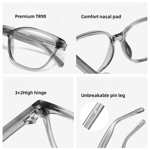 New Arrival 2025 phổ biến transparente dày vuông TR90 + cap khung chống ánh sáng màu xanh Kính mắt Frames - Product Image 3