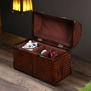 Bamboo Tea <b>Box</b> Rectangle <b>Large</b> Size Chinese Style Craft <b>Gift</b> Storage Container - Product Image 2