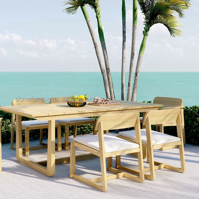 SIGMA VASCO Modern Design New Arrival Outdoor Patio Furniture Teak Wood All Weather Dining Set Table and ChairsPopular