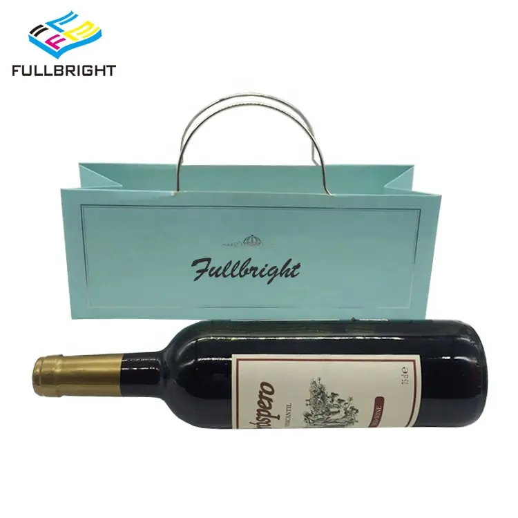 Custom Logo Print Reusable Green Packaging Sublimation Craft Wine Gift Paper Bags With Handles