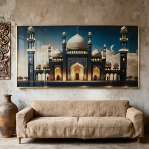 Peinture murale LED personnalisable en porcelaine de cristal, motif château islamique, pour décoration de fond de canapé moderne et d'étude. - Product Image 4