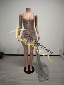 Ocstrade Odm服装制造商奢华趋势银水钻晚礼服短舞会礼服派对俱乐部礼服畅销书 - Product Image 3