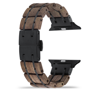 Correa de Madera para <span class=keywords><strong>Apple</strong></span> <span class=keywords><strong>Watch</strong></span>, Acero Inoxidable 304, Nogal, Compatible con las Series Ultra, 11, 10, 9, 8/7/6/SE/5/4/3 - Product Image 1
