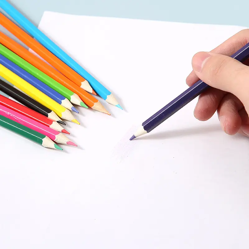 Perlengkapan sekolah tabung kertas Kraft 2B/Hb beberapa warna kayu Pastel kustom pensil warna gambar minyak plastik dengan Logo kustom
