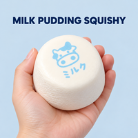 Jouet anti-stress rond en forme de vache bleue, motif pudding au lait blanc, à presser pour soulager le stress