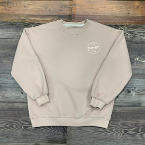 Venta al por mayor de impresión de pantalla personalizada bordada 310 Gsm suelta hombro caído cuello redondo Sudadera Mujer Otoño/Invierno Casual Vertical - Product Image 5