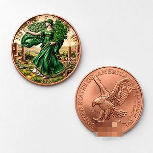 Moneta Commemorativa Irish Challenge 2026 Lucky Clover Lady da 1 Oz in Rame Pregiato, Colorata in Verde, con Espositore Etichettato - Product Image 2