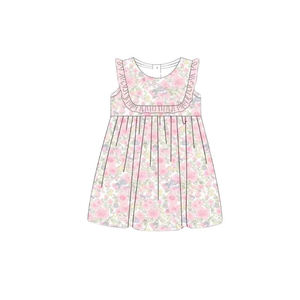 Tenues décontractées personnalisées pour enfants : shorts en tissu peigné à imprimé floral pour filles, robes barboteuses pour bébés, et vêtements assortis pour frères et sœurs - Vente en gros - Product Image 4