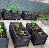 Jardinière carrée en plastique durable pour légumes, plantes, cultures, fleurs, baies, jardin, balcon, les roues sont amovibles