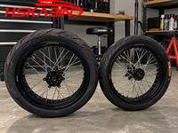 Ensemble de roues HSKABIN noires de 17 pouces CST compatibles avec le vélo électrique tout-terrain Surron Ultra Bee, pneus Supermoto 100/80-17 130/70-17