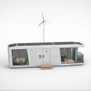 Casa cápsula de espaço para corpos de dirigível de alta qualidade, casa de dançarinos marinhos com energia verde personalizada e painel solar para vendas
