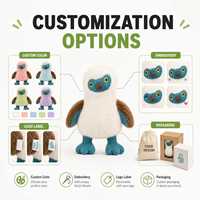 Peluche d'oiseau personnalisée de haute qualité, modèle Mouette-à-pieds-bleus, fabrication OEM, jouet en peluche doux, poupée en peluche à partir de dessin, personnalisation CE