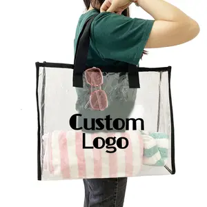 In Stock Factory Price Custom Private Label Logo See Through 20S PVC Tote Stadium Approved Bag for Hiking Picnic