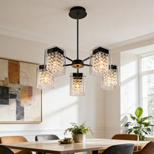 Lustre linéaire carré moderne de luxe pour la maison, éclairage domestique, E12 E14, en verre, pour cuisine, salle à manger, bar, hôtel, salon - Product Image 1