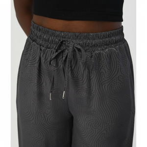 Pantaloni Larghi da Donna con Motivo Antracite, Vita Elastica, Modello Lungo - Product Image 1