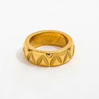 Joolim Schmuck 18K gold plattiert Edelstahl zierliche Ringe schmales Dreieck frisch geschnittenes Muster modischer Stil Damenpartys Geschenke