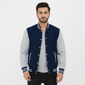 Custom Men's Vintage Varsity Jacket Winter Bomber Wool Leather Sleeves Stand Collar Embroidery Custom Letterman Baseball Style - Product Image 1